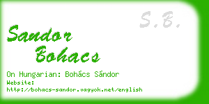 sandor bohacs business card